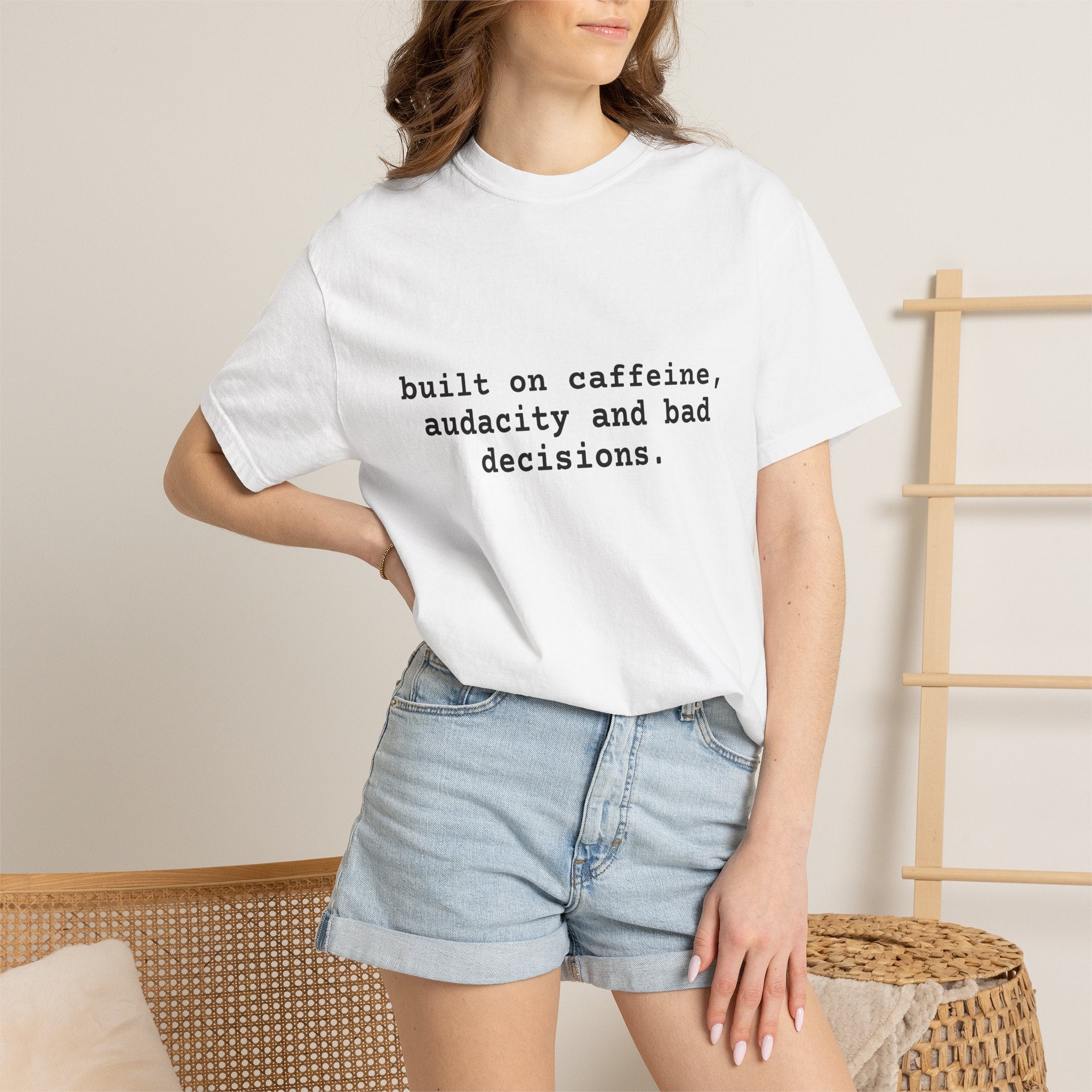 Built on Caffeine T-Shirt — Funny Quote Tee for Coffee Lovers